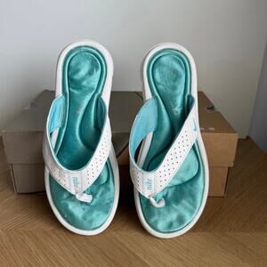 Nike Ultra Comfort Footbed Blue/White Women Slides Flip Flops  - SZ 8